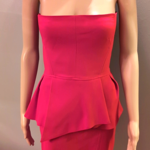 NWT THE KOOPLES Strapless Peplum Mini Dress RED ♥️ Size L/EU40 - Picture 2 of 8